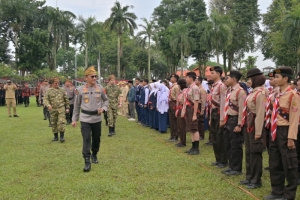 Kapolda Tekankan Kolaborasi Polri, TNI, Pemerintah dan Masyarakat saat Pimpin Apel Kebangsaan Sabuk Kamtibmas Perkuat Keamanan di Jambi
