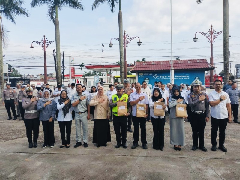 Dorong Optimalisasi Pelayanan Publik, Samsat Kota Jambi Gelar Apel Gabungan Polri, Dispenda dan Jasa Raharja