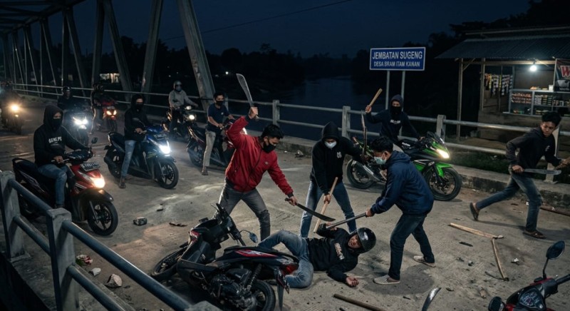 Tawuran Geng Motor di Tanjab Barat, Satu Remaja Kritis Dibacok, 3 Pelaku Ditangkap