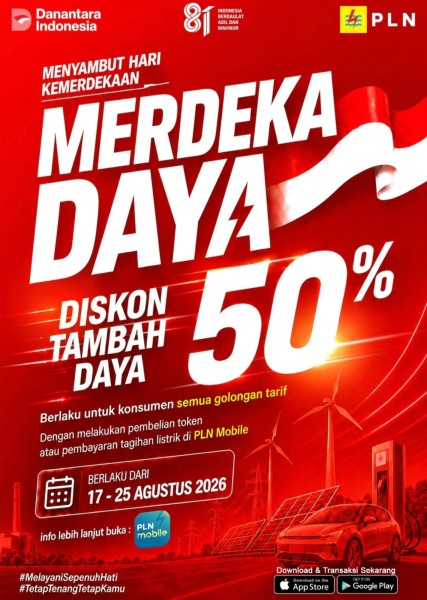 Rayakan HUT ke-81 RI, PLN ULP Kuala Tungkal Beri Diskon Tambah Daya 50 Persen Lewat PLN Mobile