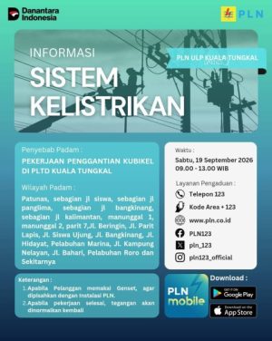 PLN Lakukan Pemeliharaan, Sebagian Wilayah Kuala Tungkal Padam Sabtu Ini